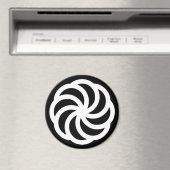 Aimant Symbole éternel arménien blanc sur fond noir (In Situ (Lave-vaisselle))