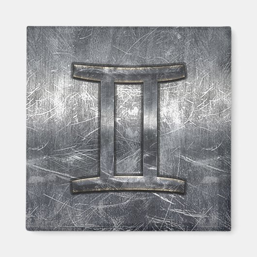 Aimant Symbole Gemini Zodiac en Grunge style dévêtu (Devant)