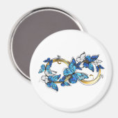 Aimant Symbole infini de papillons Morpho bleus (Recto/Verso)
