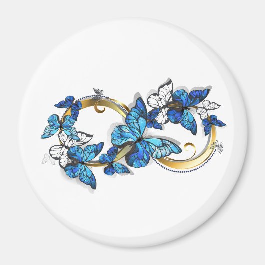 Aimant Symbole infini de papillons Morpho bleus (Devant)