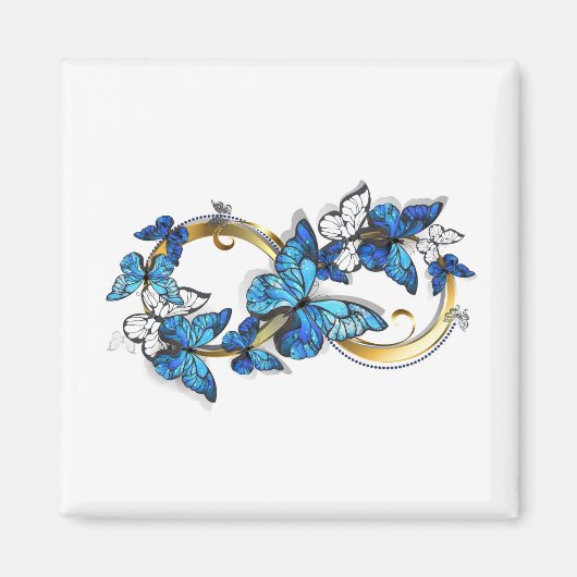 Aimant Symbole infini de papillons Morpho bleus (Devant)