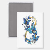 Aimant Symbole infini de papillons Morpho bleus (Recto/Verso)