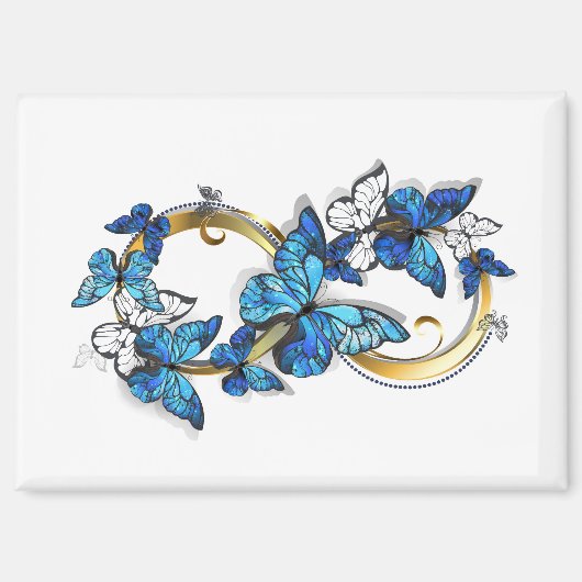 Aimant Symbole infini de papillons Morpho bleus (Recto)