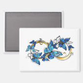 Aimant Symbole infini de papillons Morpho bleus (Recto/Verso)