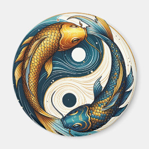 Aimant Symbole japonais Yin Yang Poisson Koi