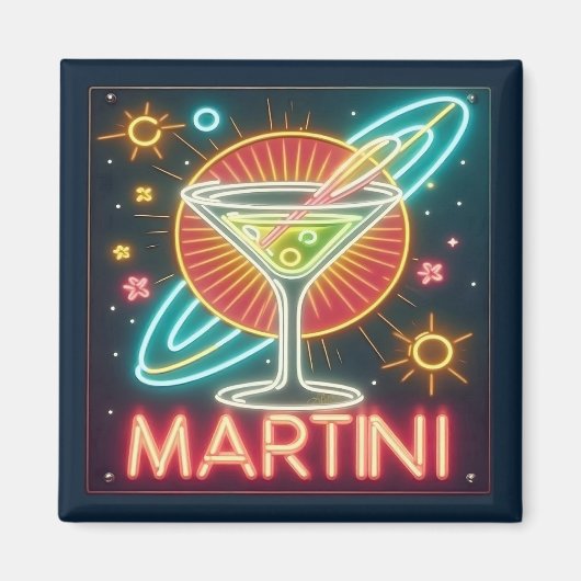 Aimant SYMBOLE NEON MARtini DU MILIEU DU SIÈCLE (Devant)
