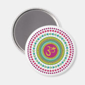 Aimant Symbole Om de Mandala Spirituel vert rose Géométri (Recto/Verso)