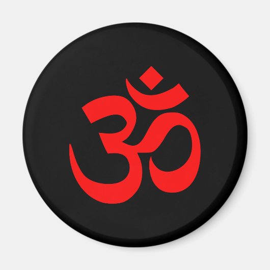 Aimant Symbole Om noir et rouge (Devant)