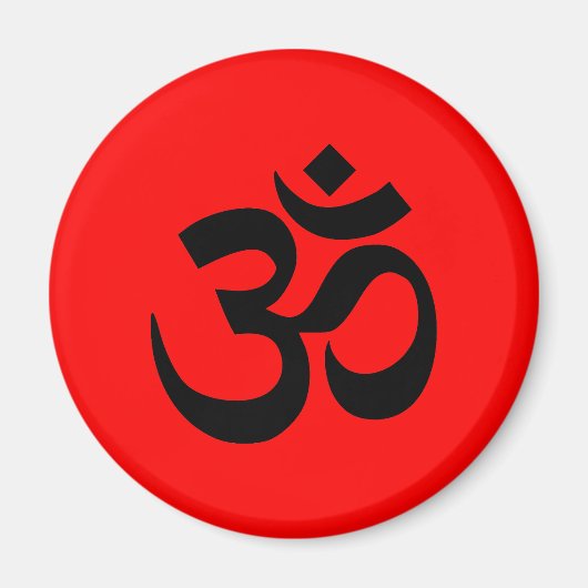 Aimant Symbole Om rouge et noir (Devant)