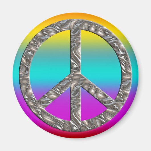 Aimant Symbole PEACE - ARGENT (Devant)