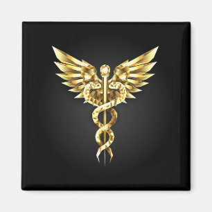 Aimant Symbole Polygonal Or Caduceus