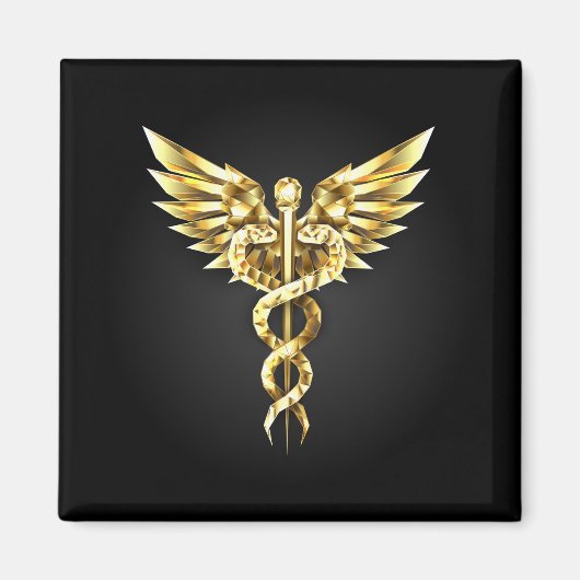 Aimant Symbole Polygonal Or Caduceus (Devant)