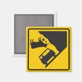 AIMANT SYMBOLE ROUTIER DE LA ZONE VACHE EN CHUTE (Recto/Verso)