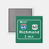 Aimant SYMBOLE ROUTIER DE Richmond, VA (Recto/Verso)