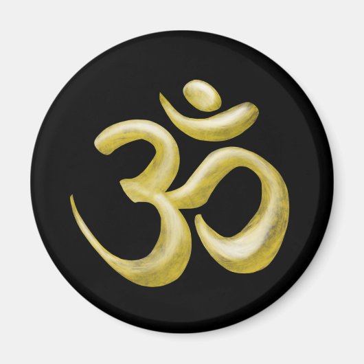 Aimant SYMBOLE Sanskrit D'Om D'Or Noir Élégant (Devant)