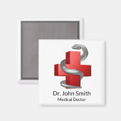 Aimant Symbole serpent serpent serpent de Croix Médicale (Recto/Verso)