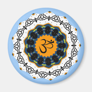 Aimant Symbole spirituel Mandala Yoga Om Symbole bleu Géo