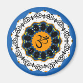 Aimant Symbole spirituel Mandala Yoga Om Symbole bleu Géo (Devant)