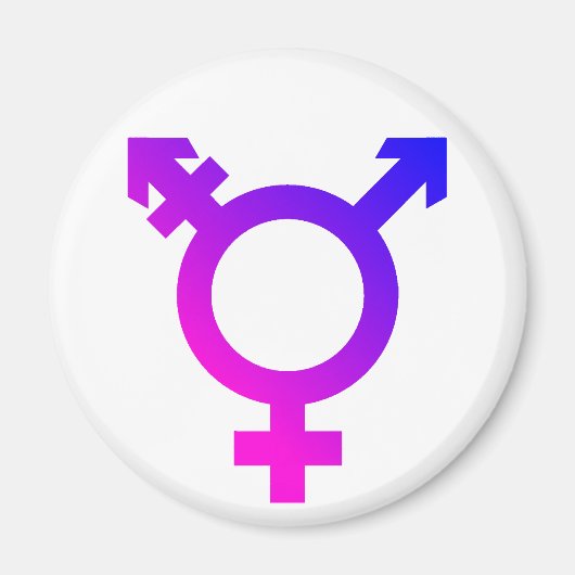 Aimant Symbole trans* rose/bleu (Devant)