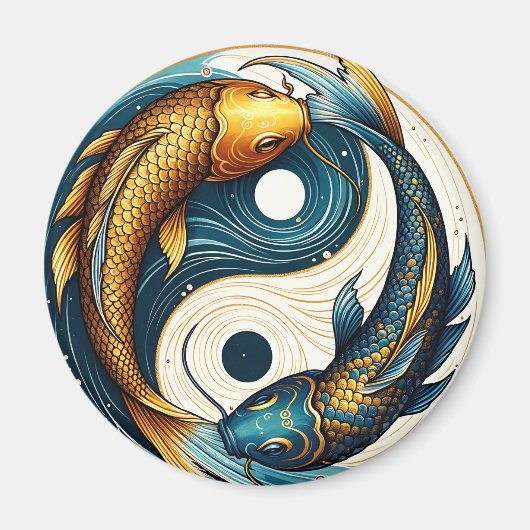 Aimant SYMBOLE YIN Yang Koi Fish (Devant)