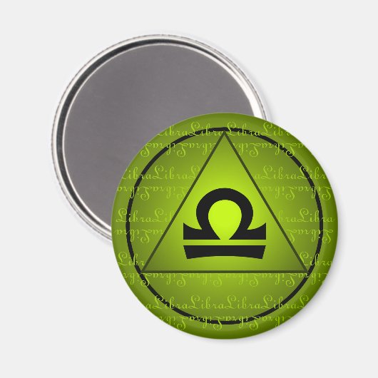 Aimant Symbole ziodiaque Libra vert Triangle Curly Script (Recto/Verso)