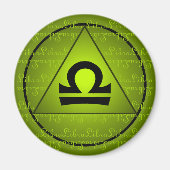 Aimant Symbole ziodiaque Libra vert Triangle Curly Script (Devant)