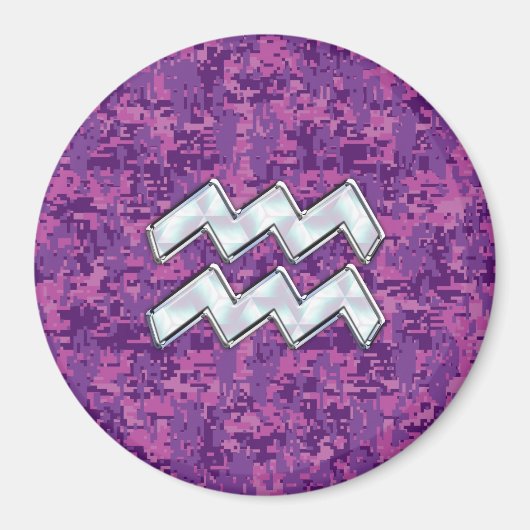 Aimant Symbole Zodiaque Aquarius sur camo numérique fuchs (Devant)