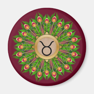 Aimant Symbole zodiaque de plumes de paon Taurus