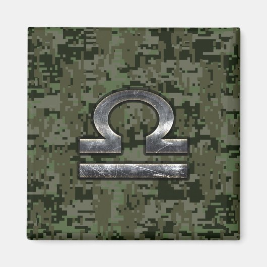 Aimant SYMBOLE Zodiaque Libra Camouflage numérique Woodla (Devant)