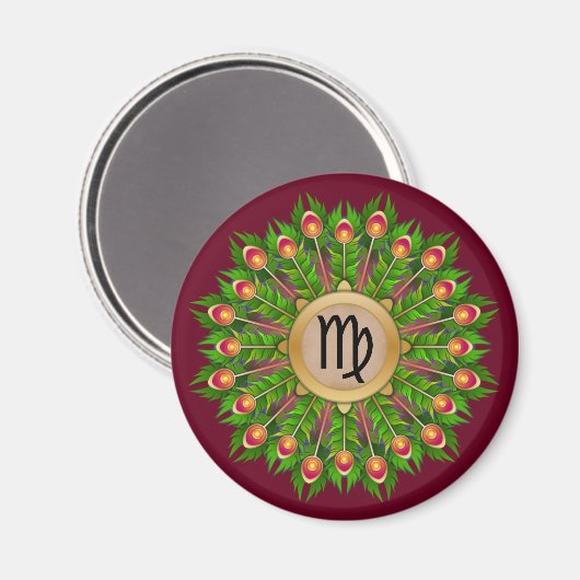 Aimant Symbole Zodiaque Peacock Feather Wire Virgo (Recto/Verso)