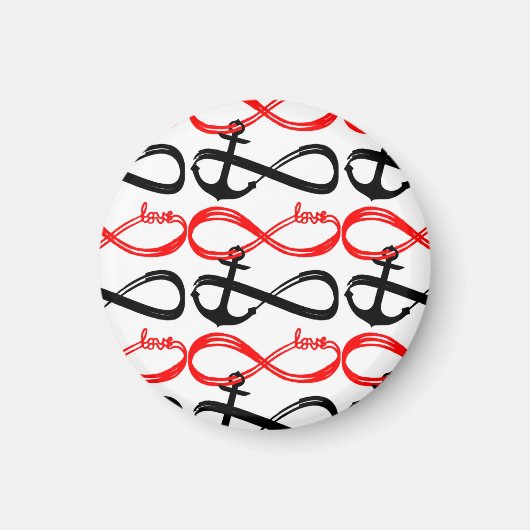 Aimant Symboles d'amour mignon et d'Ancre infini (Devant)