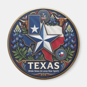 Aimant Symboles de la Lone Star du Texas et fierté de l'É