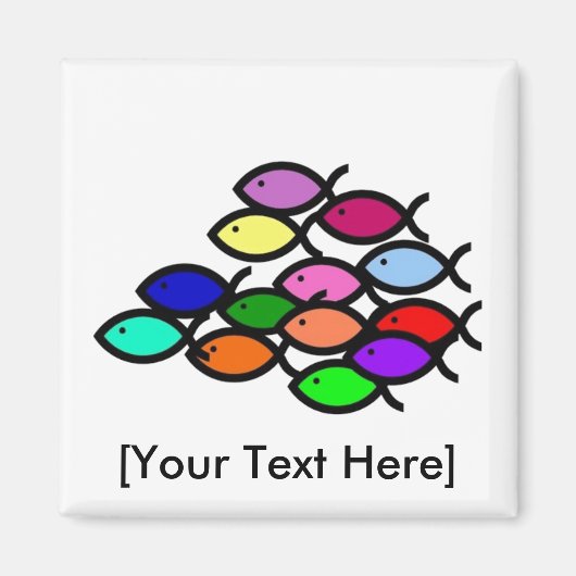 Aimant Symboles de poisson chrétien - Rainbow School - (Devant)