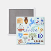Aimant Symboles grecs Amateurs de voyage (Recto/Verso)