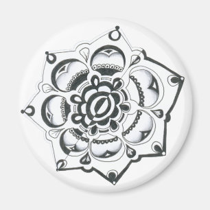 Aimant Symétrie florale noire et blanche