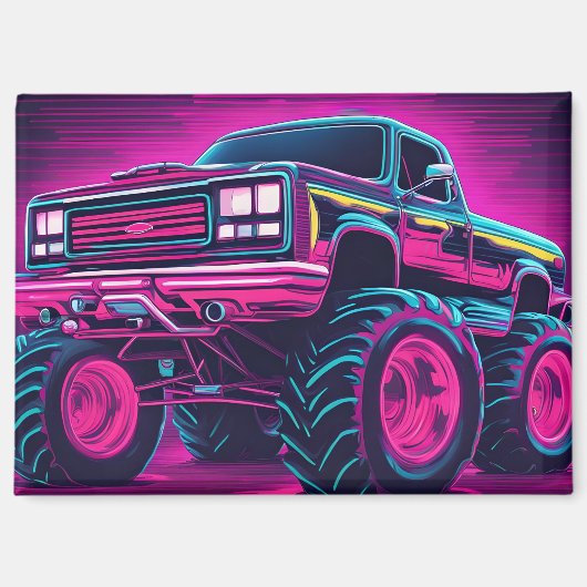 Aimant Synthwave Monster Truck (Recto)