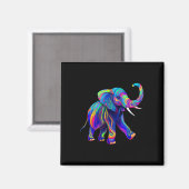 Aimant Synthwave Rétro 80s 90s Éléphant Trompe en Haut Ch (Recto/Verso)