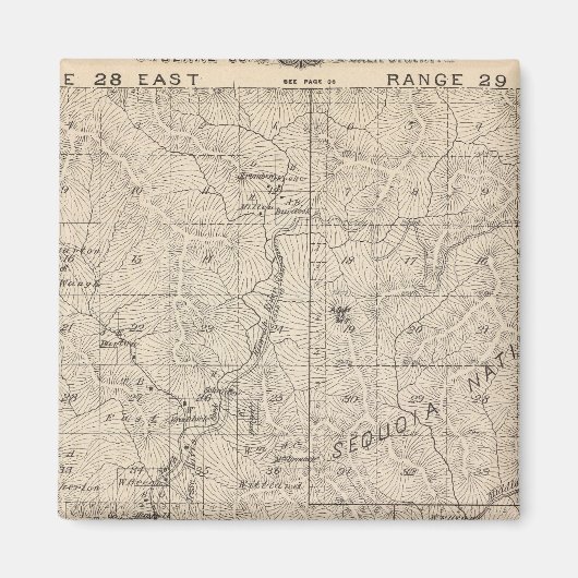 Aimant T1617S R2829E Tulare Comté Carte de section (Devant)