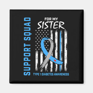 Aimant T1D Sensibilisation Flag Sister Type 1 Diabète Cor