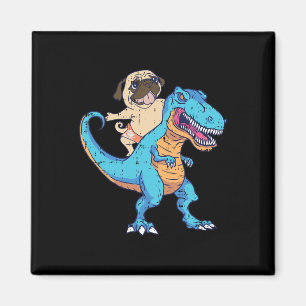 Aimant T-rex à cheval sur un Pug faisant du surf Dinosaur