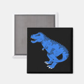 Aimant T-rex bleu sur Sticker gris (Recto/Verso)