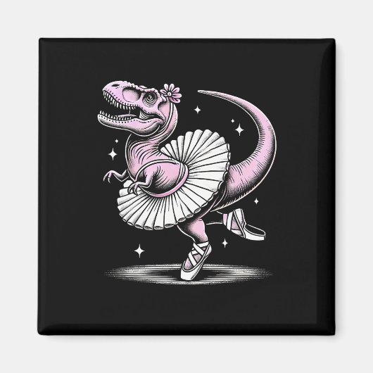 Aimant T-Rex dansant en tutu et pantoufles (Devant)