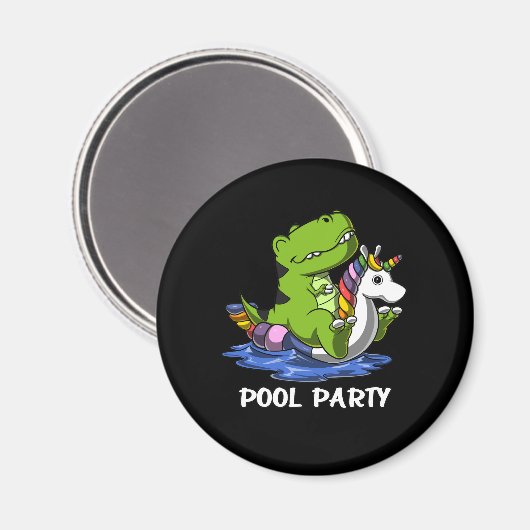 Aimant T-Rex Dinosaur équitation Unicorn Float Pool Party (Recto/Verso)
