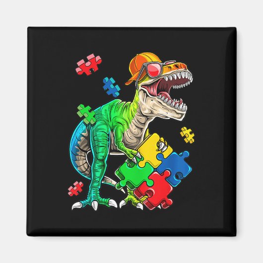 Aimant T Rex Dinosaur Sensibilisation sur l'autisme Puzzl (Devant)