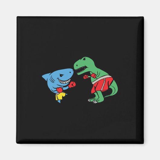 Aimant T-Rex Dinosaure Boxe Poing Requin Drôle Combat (Devant)