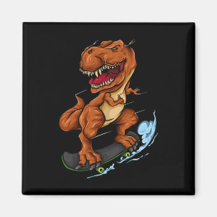 Aimant T-rex en skateboard - T-rex dinosaure mignon en sk