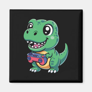 Aimant T-Rex Heureux Avec Manette De Jeu T-shirt Dino Mig