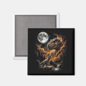Aimant T rex hurle à la lune rétro 90 drôle (Recto/Verso)