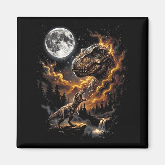 Aimant T rex hurle à la lune rétro 90 drôle (Devant)