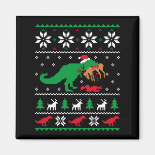 Aimant T Rex mangeant le renne drôle de dinosaure Noël la